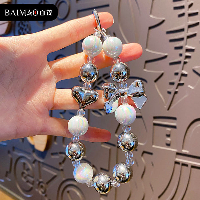 Wholesale Bow Love Bead Keychain Pendant Phone Case Jewelry Hanging Chain