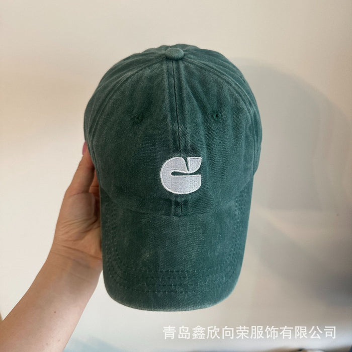 Wholesale New Fashionable Simple Washed Hat Embroidered Duck Tongue Hat Versatile 6-piece Curved brimmed Cotton Soft Top Sunshade Baseball