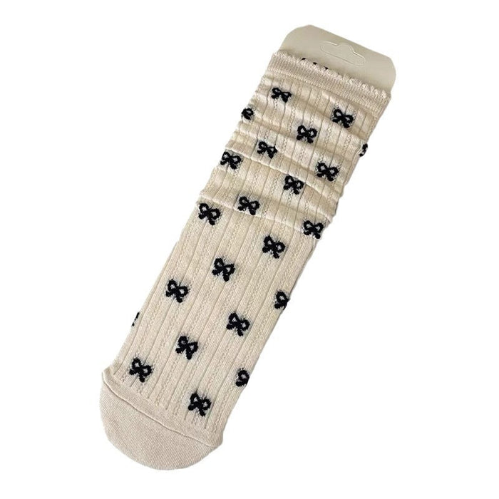 Wholesale Bow thin mesh tube socks, polka dot socks, breathable versatile socks