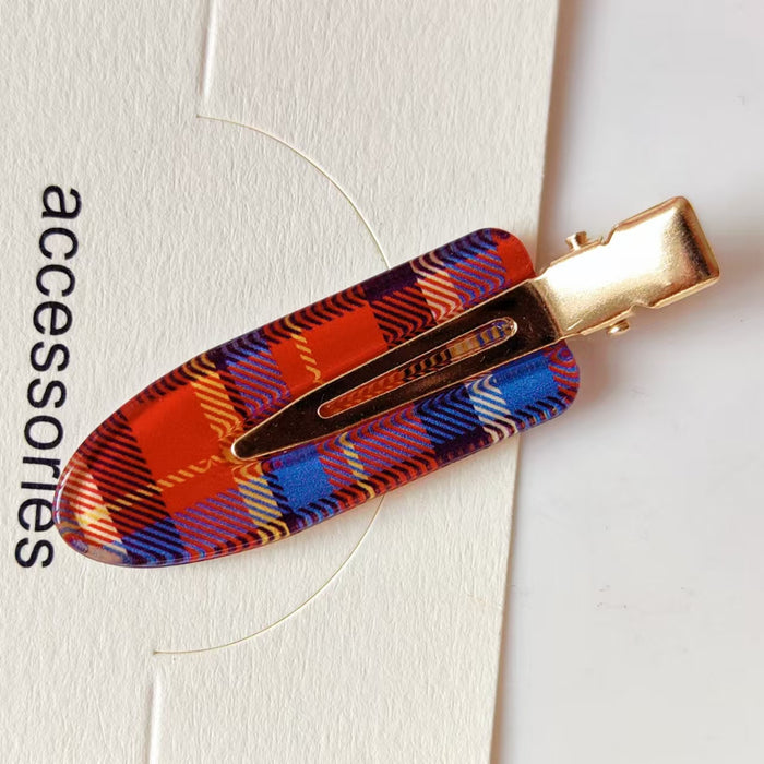 Wholesale Burgundy bow checkered bangs hair clip