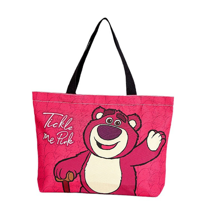 Wholesale Cartoon Canvas Bag Large Capacity Zippered Canvas Tote Bag Bear Cute Student Shoulder Bag