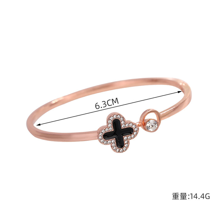 Four-leaf Clover Diamond Bracelet High-end Sense Bracelet Zircon Open Bracelet Wholesale