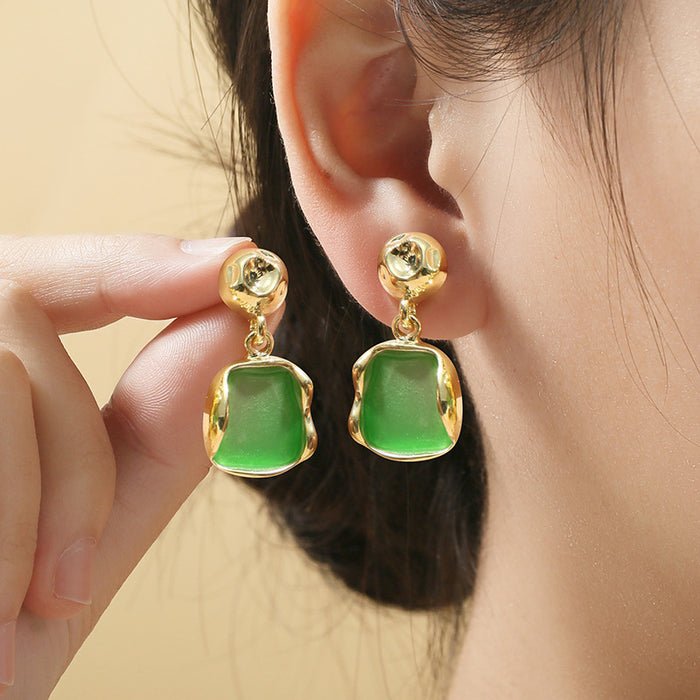 Wholesale s925 silver needle turquoise square fresh pendant