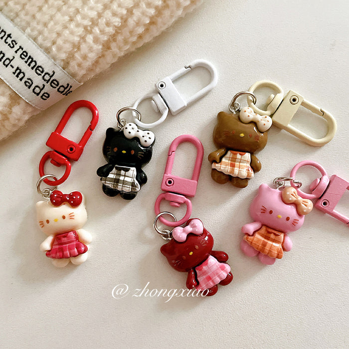 Wholesale Cute plaid skirt keychain pendant cartoon backpack hanging accessory with accessories
