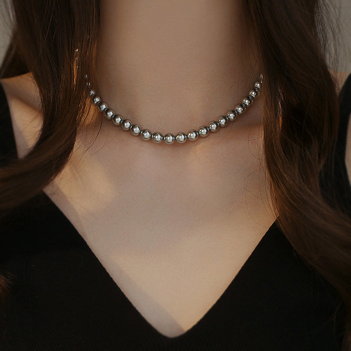 Wholesale Magnetic pearl necklace for women, silver gray, high-end, light luxury