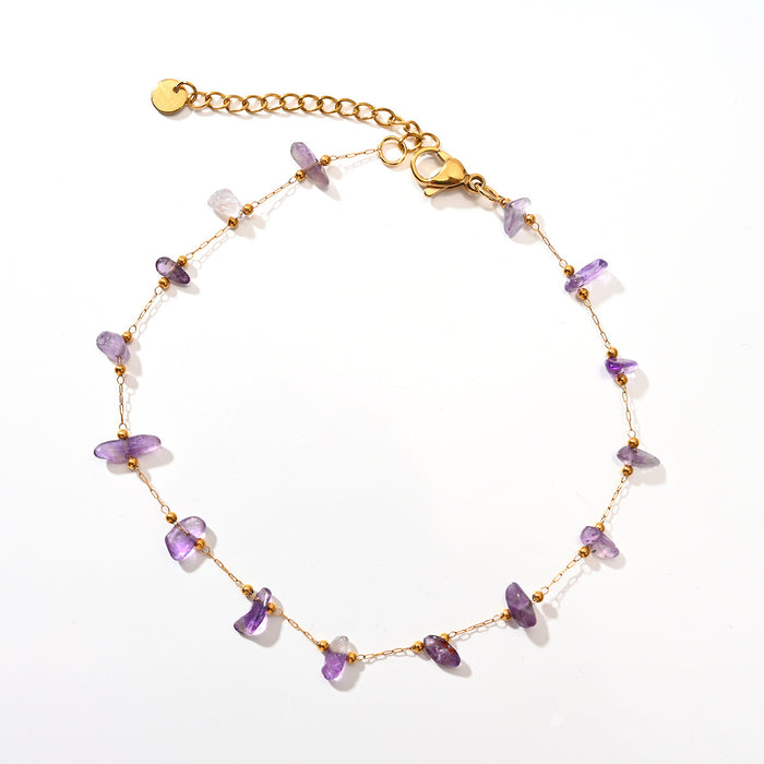 Wholesale Fashion classic stainless steel crushed stone ankle chain, colorful stone foot accessories wholesale