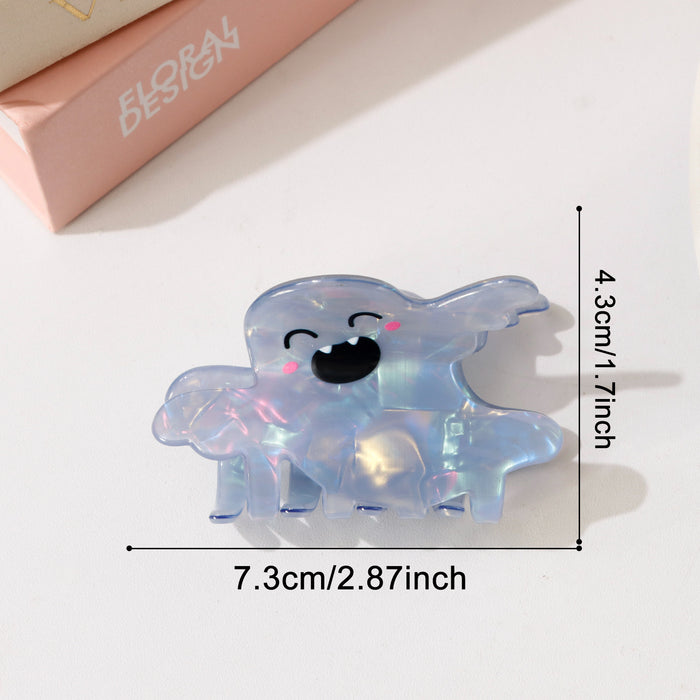 Wholesale Ghost Hair Claw Clip Iridescent Shell Pattern Cartoon Shark Clip For Women PVC Fashion Accessory Gift Resale