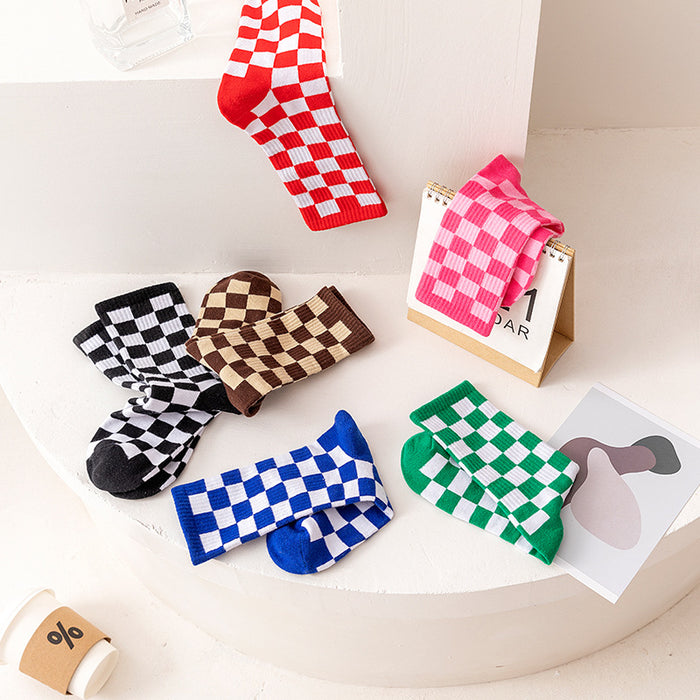 Wholesale Checkerboard Cotton Socks JDC-SK-JiaY017