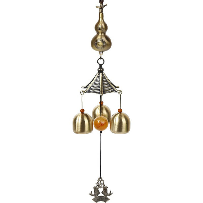 Wholesale Metal copper wind chime pendant, door decoration, copper bell, wind chime, auspicious retro blue pendant