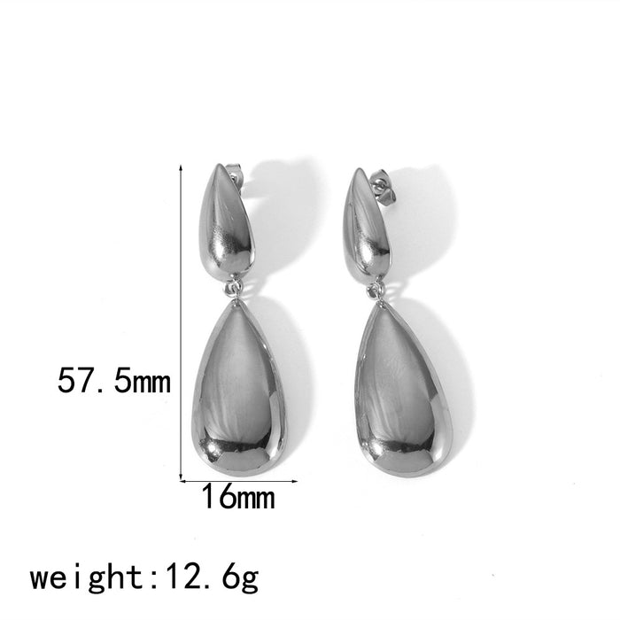 Wholesale Water droplet earrings, female stainless steel hollow three-dimensional double water droplet earrings jewelry