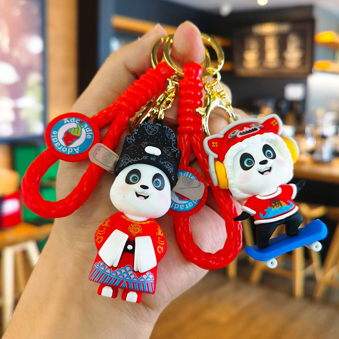 Wholesale Rubber Cartoon Doll Peking Opera Panda Keychain JDC-KC-Tingm184