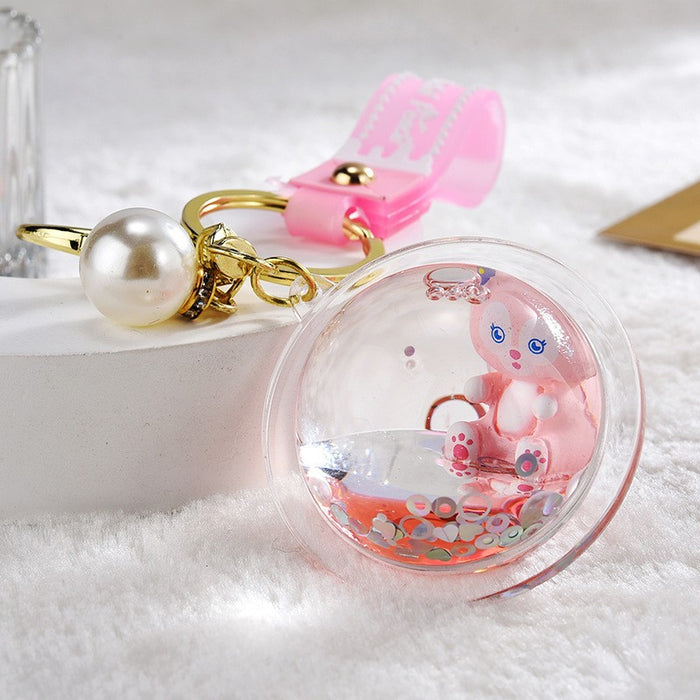 Wholesale Quicksand Bottle Cartoon Kitten Keychain