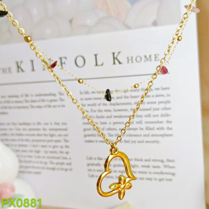 Wholesale Beach starfish oil drop flower necklace, stainless steel collarbone chain, colorfast and versatile accessory