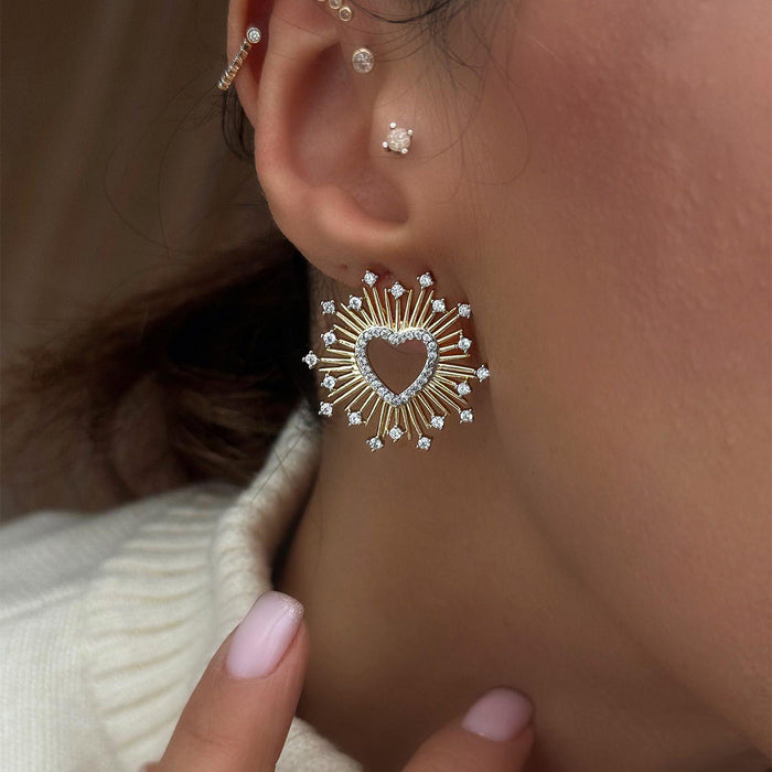 Wholesale Sun eye earrings with niche design, geometric heart earrings, light luxury and high-end star earrings