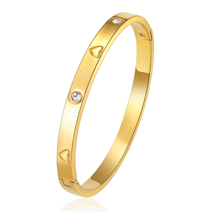 Wholesale Round stainless steel buckle electroplated diamond-encrusted bracelet