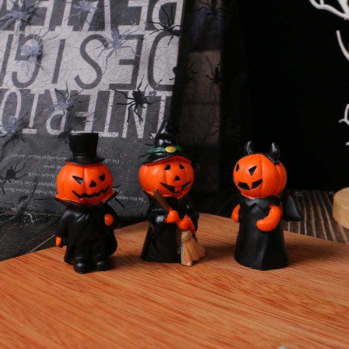 Wholesale  Mini Pumpkin Little Devil Gentleman Doll suit Home Party Desktop Resin Craft Ornaments