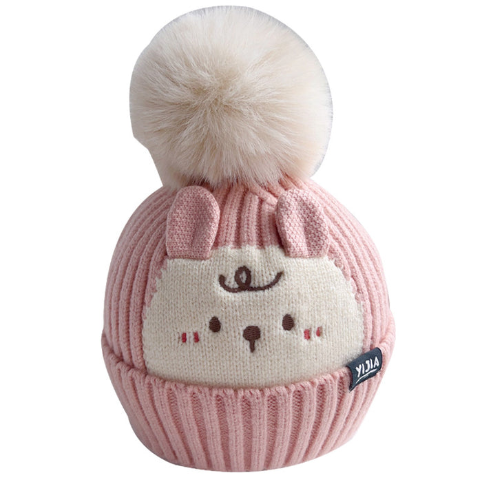 Wholesale Hat f two-piece set winter hat cute cartoon baby wool hat baby knit cross f