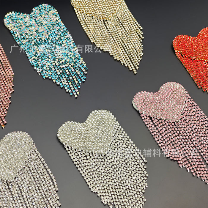 Wholesale Colorful Heart Tassel Heart-Shaped Rhinestone DIY Handmade Accessories Pendant