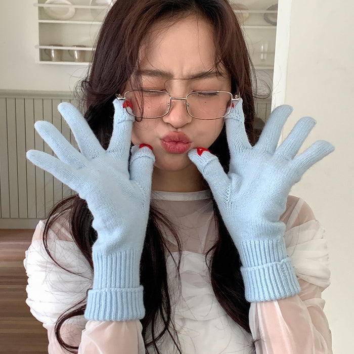 Wholesale Cute Knitted Open Finger Flip Cover Gloves