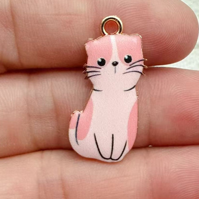 Wholesale 10pcs Cat pendant DIY handmade jewelry accessories,  alloy keychain charms,  necklace and earring accessories Pendant