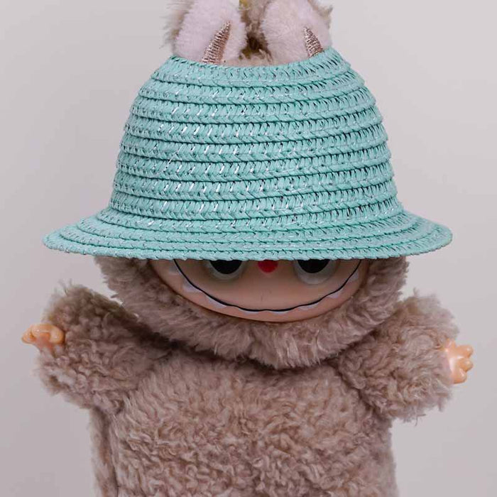 Wholesale  mini hollow top woven straw hat dome wave pull cloth leaking ear hat dress-up baby clothes accessories