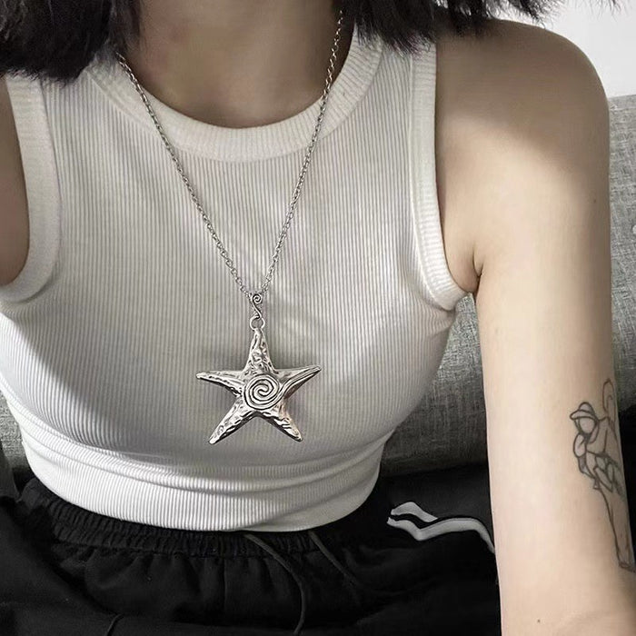 Wholesale Star Flower Necklace Bag Pendant Sense Long Neckchain Keychain Pendant