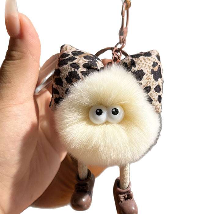 Wholesale Leopard Print Bow Small Charcoal Keychain