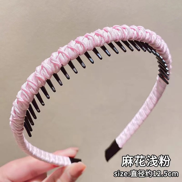 Wholesale Toothed anti slip face washing headband seamless braided hairband for controlling stray hairs