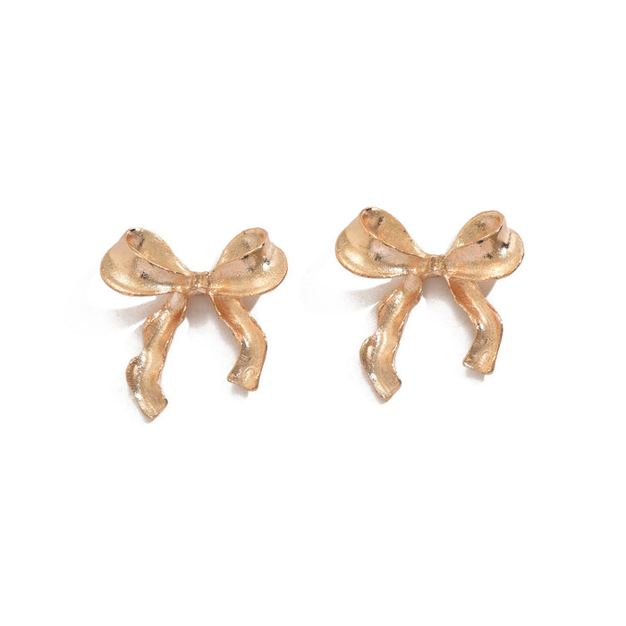 Wholesale Bow metal earrings for daily commuting, versatile earrings, simple and fashionable, smooth and elegant earrings