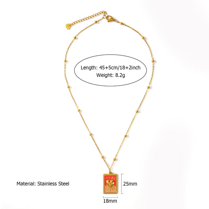 Wholesale Hot selling artistic retro style original design stainless steel drip oil necklace fashionable and versatile heart pendant accessory