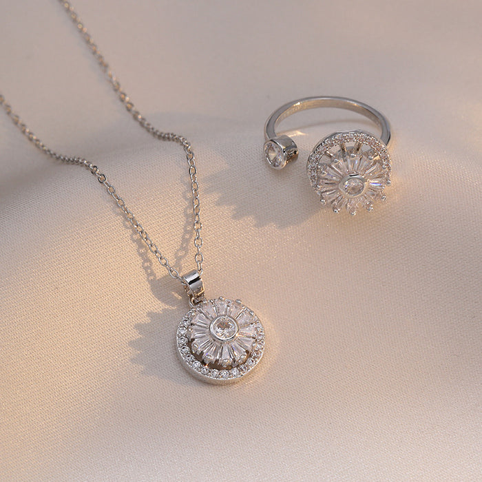 Wholesale Necklace zircon necklace niche earrings fashion set titanium steel lock chain