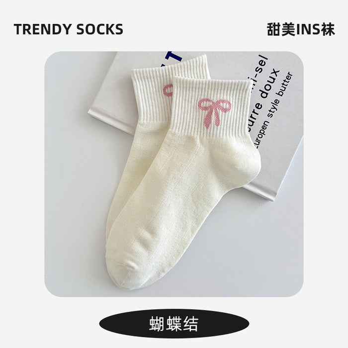 Wholesale Socks, cotton short socks, thin, cute and versatile, bow tie, anti odor, low top boat socks