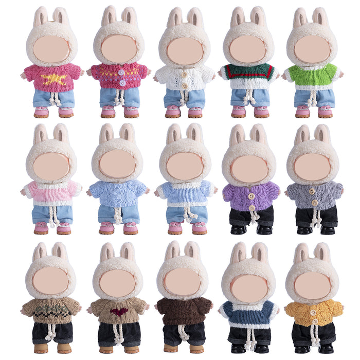 Wholesale Doll clothes Pendant Clothes Knitted Sweater with Jeans Replacement Shoe Keychain Vinyl Doll