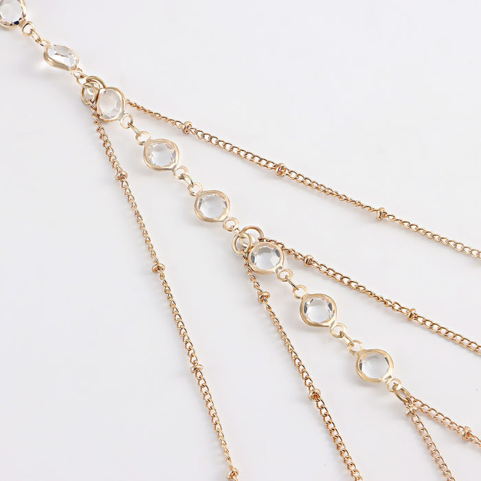 Wholesale multi-chain leg chain Golden sexy thigh chain Women' s diamond multi-layer clip bead chain body chain
