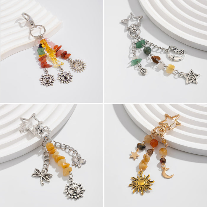 Wholesale Jewelry Creative Color Stone Keychain Alloy Accessories Bag Pendant