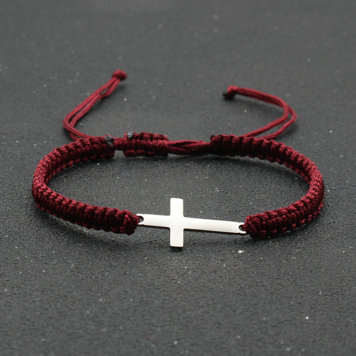 Wholesale Stainless Steel Cross Bracelet Hand Woven Couple Bracelet JDC-BT-SX003