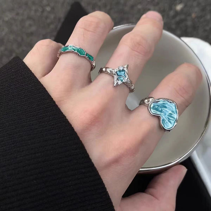 Wholesale Enamel color drop glaze love ring women's opening adjustable