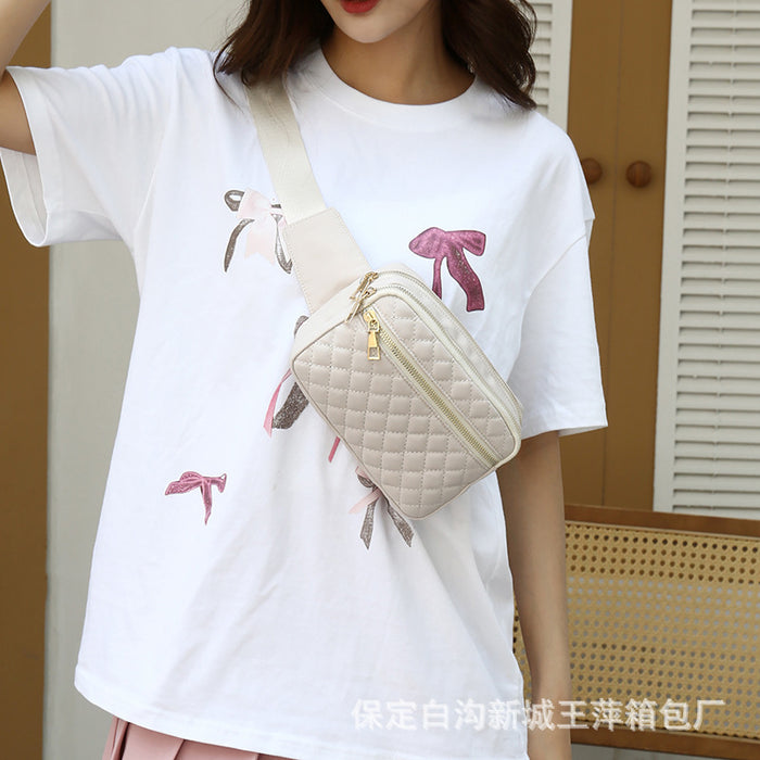 Wholesale Women' s waist bag diamond pattern shoulder crossbody bag casual versatile chest bag
