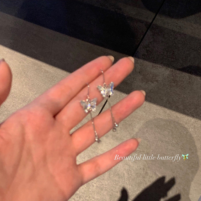 Wholesale Butterfly tassel earrings cold wind ear studs ear hook ear clip earless earrings