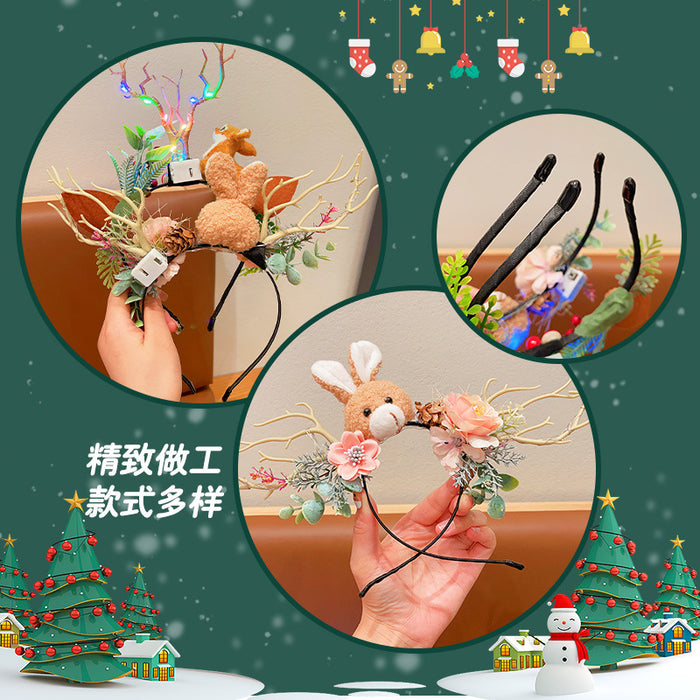 Wholesale Christmas Glow Headwear Fun Dress-up Headband Antler Hair Accessories