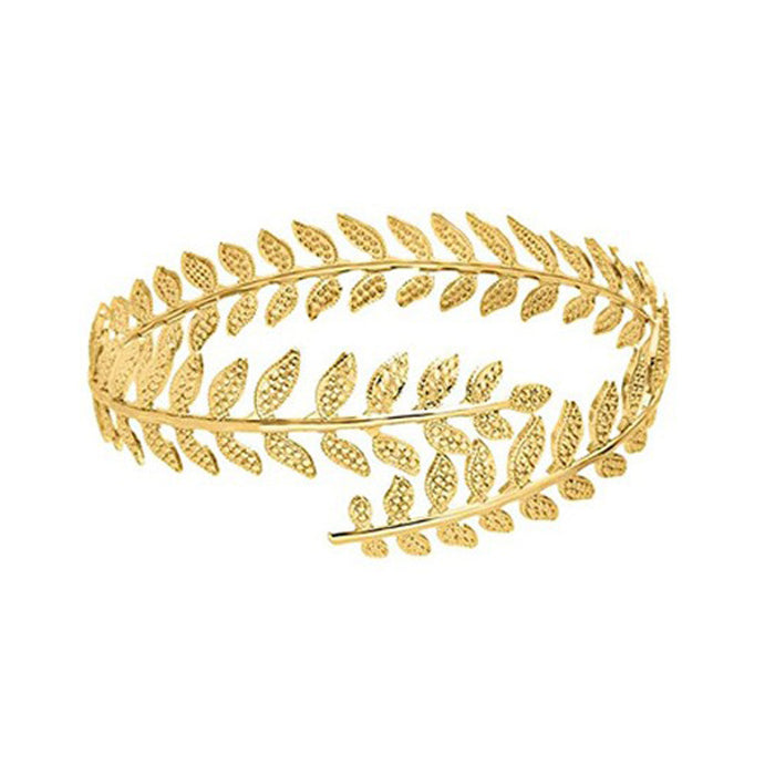 Wholesale Geometric metal arm ring six piece set, personalized exaggerated leaf bracelet set