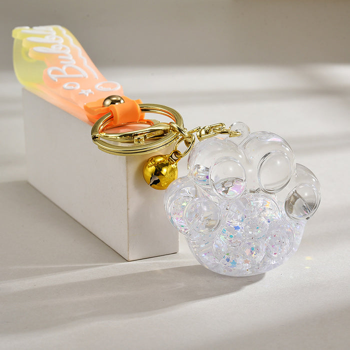 Wholesale  acrylic oil luminous bubble beads quicksand cat claw keychain bag pendant small gift