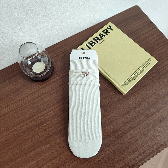 Wholesale New socks with bow embroidery, midsole, loose mouth, stacked socks