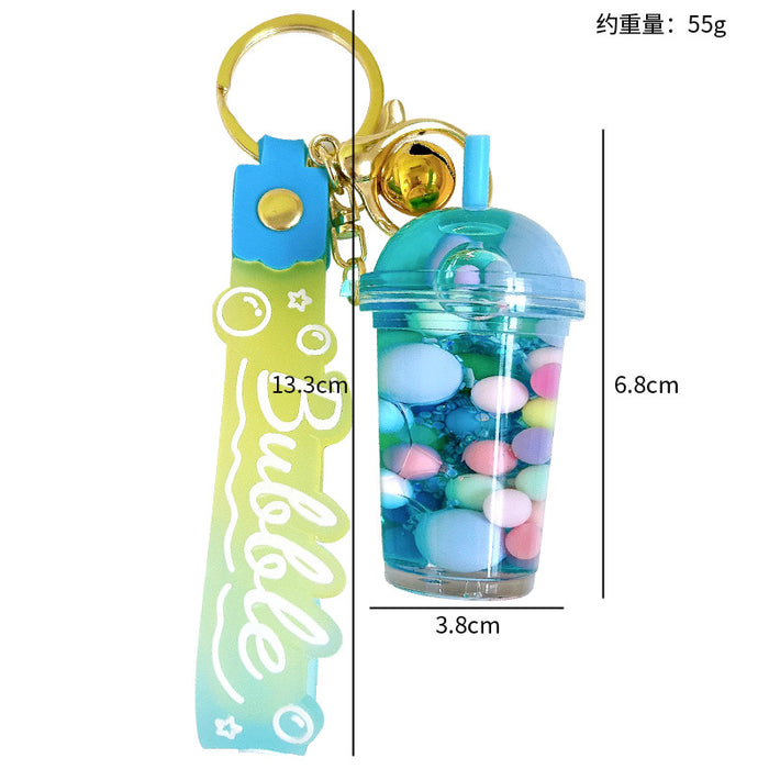 Wholesale Acrylic Luminous Oil Milk Tea Cup Keychain JDC-KC-YanG010