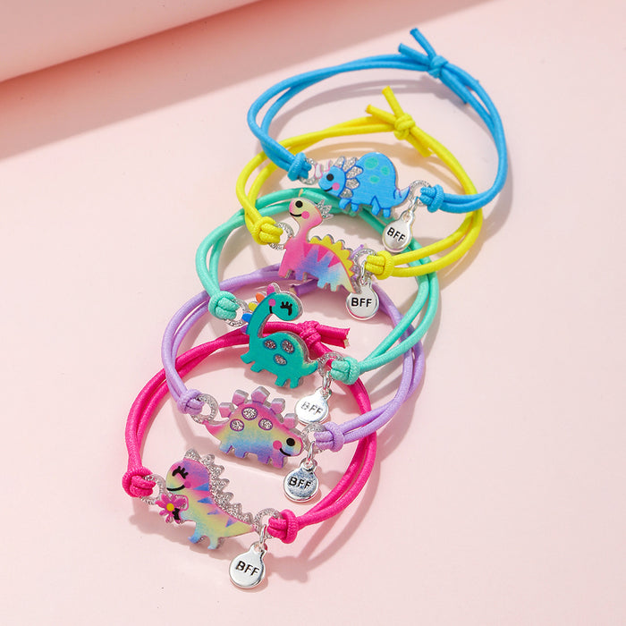 Wholesale jewelry cartoon small dinosaur dopamine bracelet handmade elastic rope
