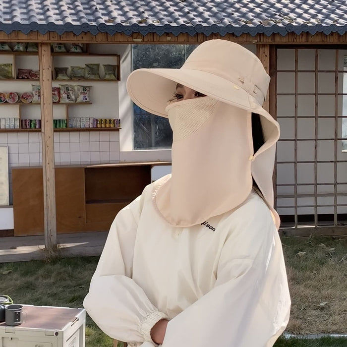 Wholesale Foldable sun protection hat with large brim, UV protection, sun shielding shawl hat, outdoor neck and face protection, fisherman hat