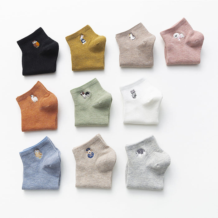 Wholesale Socks Short Socks Thin Cotton Embroidered Cartoon Boat Socks