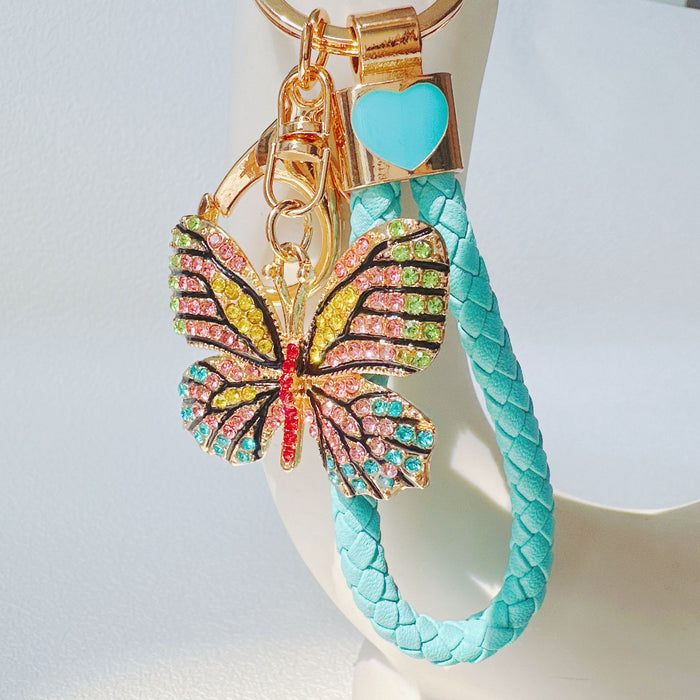 Wholesale Rhinestone Painted Colorful Butterfly Zinc Alloy Keychain JDC-KC-ZhanLun007