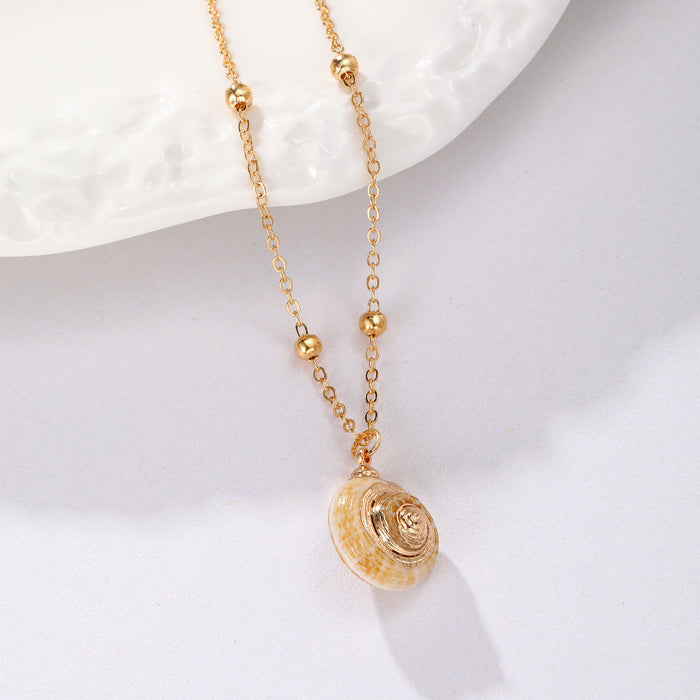 Wholesale Beach seashell gold-plated pendant seashell necklace