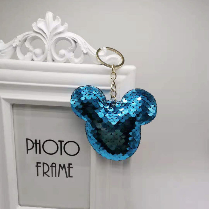 Wholesale Reflective glitter keychain pendant cartoon car keychain bag decoration